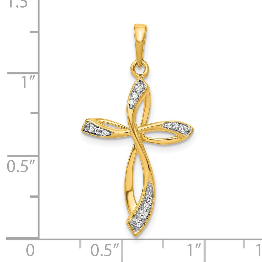 10K Gelbgold 10K 1/10ct. Diamant Kreuz Anhänger