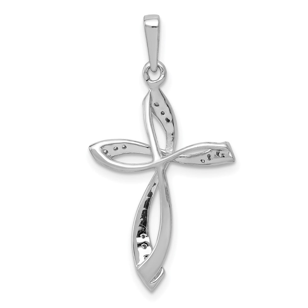 14K Weißgold Kreuzanhänger mit echtem Diamant
