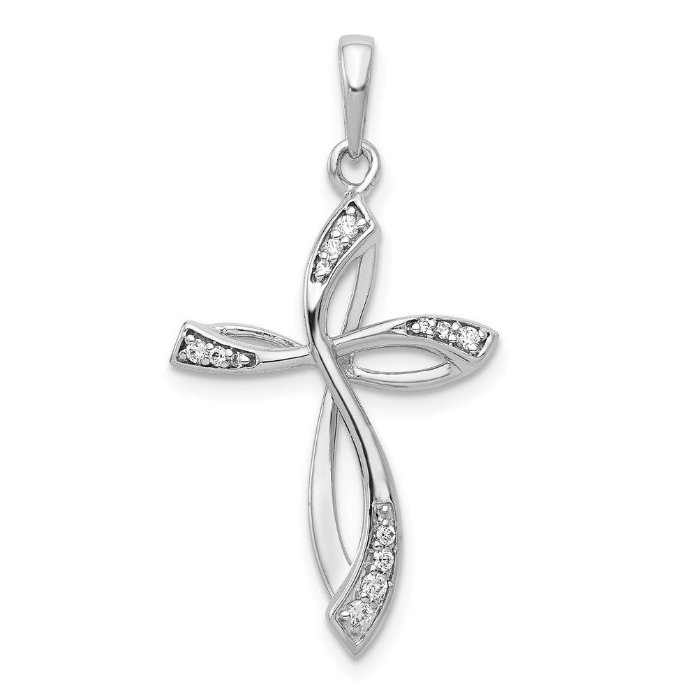 14K Weißgold Anhänger Kreuz mit 0,0666 ct. Labor-gezüchtetem Diamant VS/SI+ G+