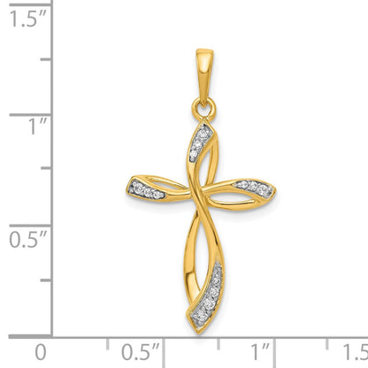 14 Karat Gelbgold 0,1 ct. Echter Diamant-Kreuzanhänger