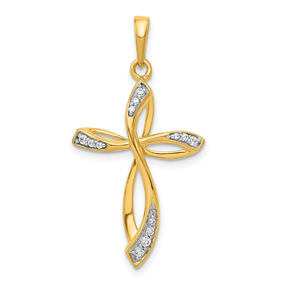 14 Karat Gelbgold 0,1 ct. Echter Diamant-Kreuzanhänger