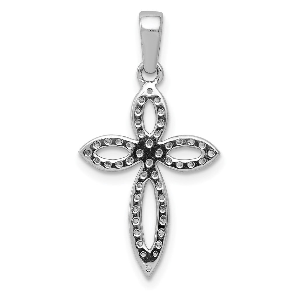 14K Weißgold 0,2 ct. Echter Diamant Kreuzanhänger