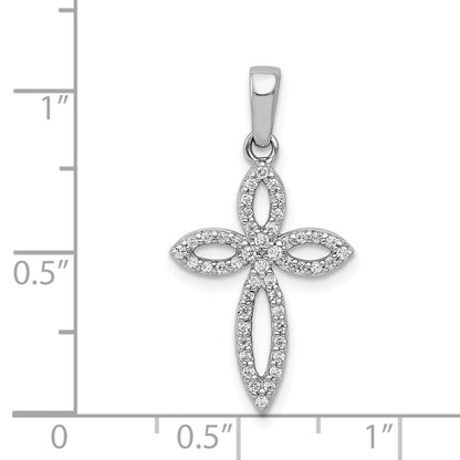 14K Weißgold 0,2 ct. Echter Diamant Kreuzanhänger