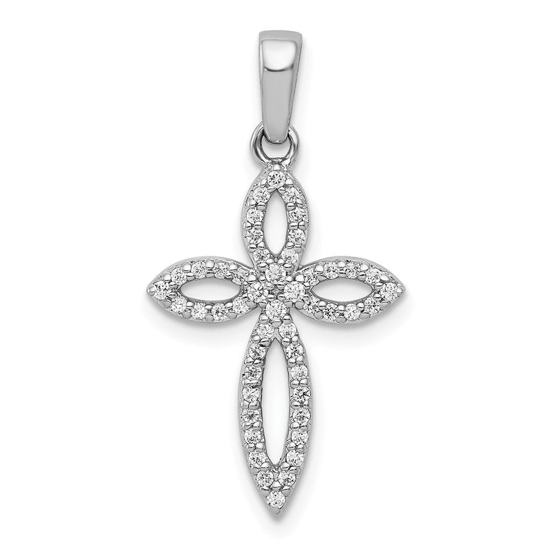 14K Weißgold 0,2 ct. Echter Diamant Kreuzanhänger