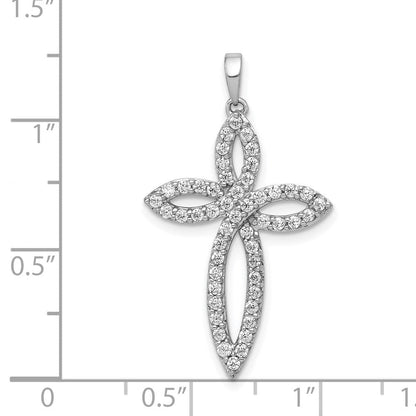 14K Weißgold Kreuzanhänger mit 0,5 ct. echtem Diamant