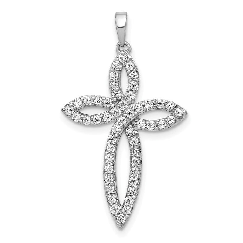 14K Weißgold Kreuzanhänger mit 0,5 ct. echtem Diamant