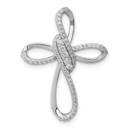 14K Weißgold 1/3ct. Echt Diamant Kreuz Kette Anhänger