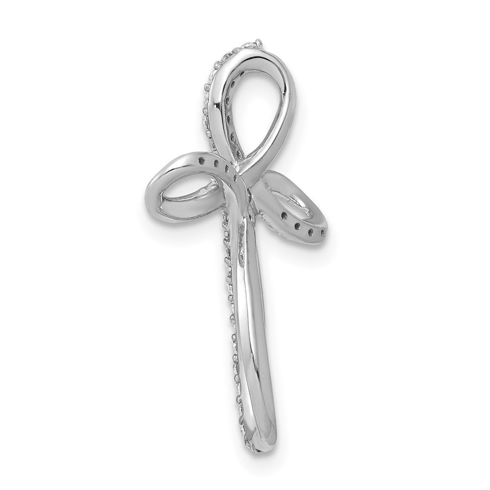 14K Weißgold 1/6ct. Echt Diamant Kreuz Kette Anhänger