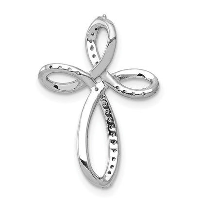 14K Weißgold 1/6ct. Echt Diamant Kreuz Kette Anhänger