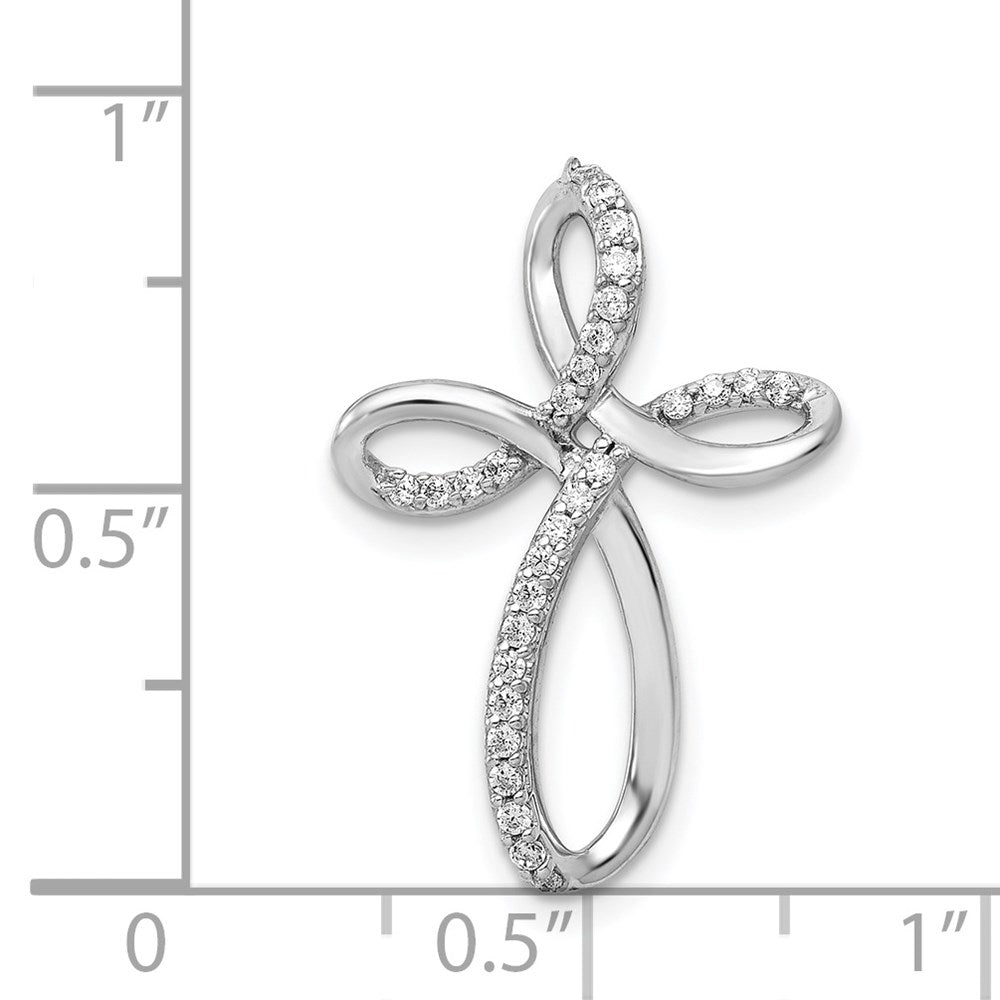 14K Weißgold 1/6ct. Echt Diamant Kreuz Kette Anhänger