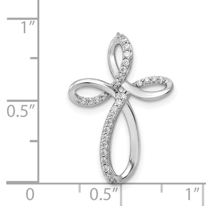 14K Weißgold 1/6ct. Echt Diamant Kreuz Kette Anhänger