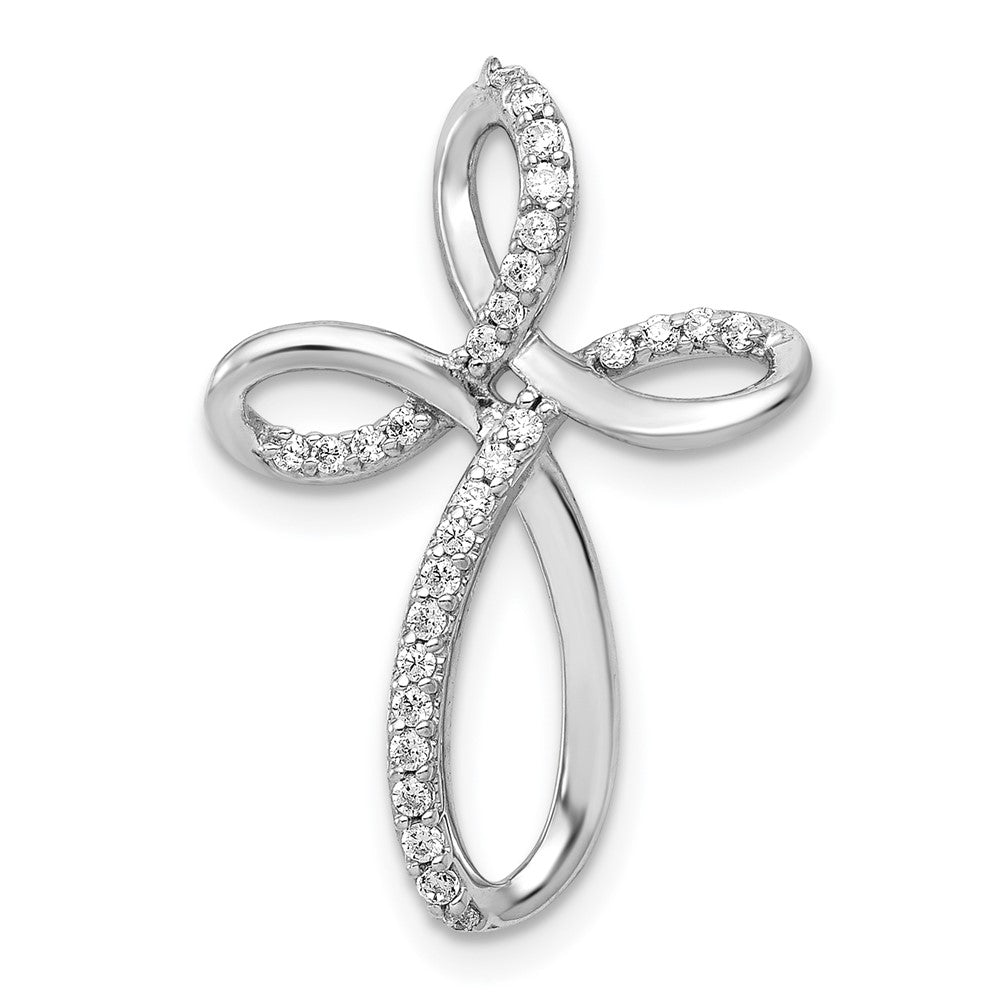 14K Weißgold 1/6ct. Echt Diamant Kreuz Kette Anhänger