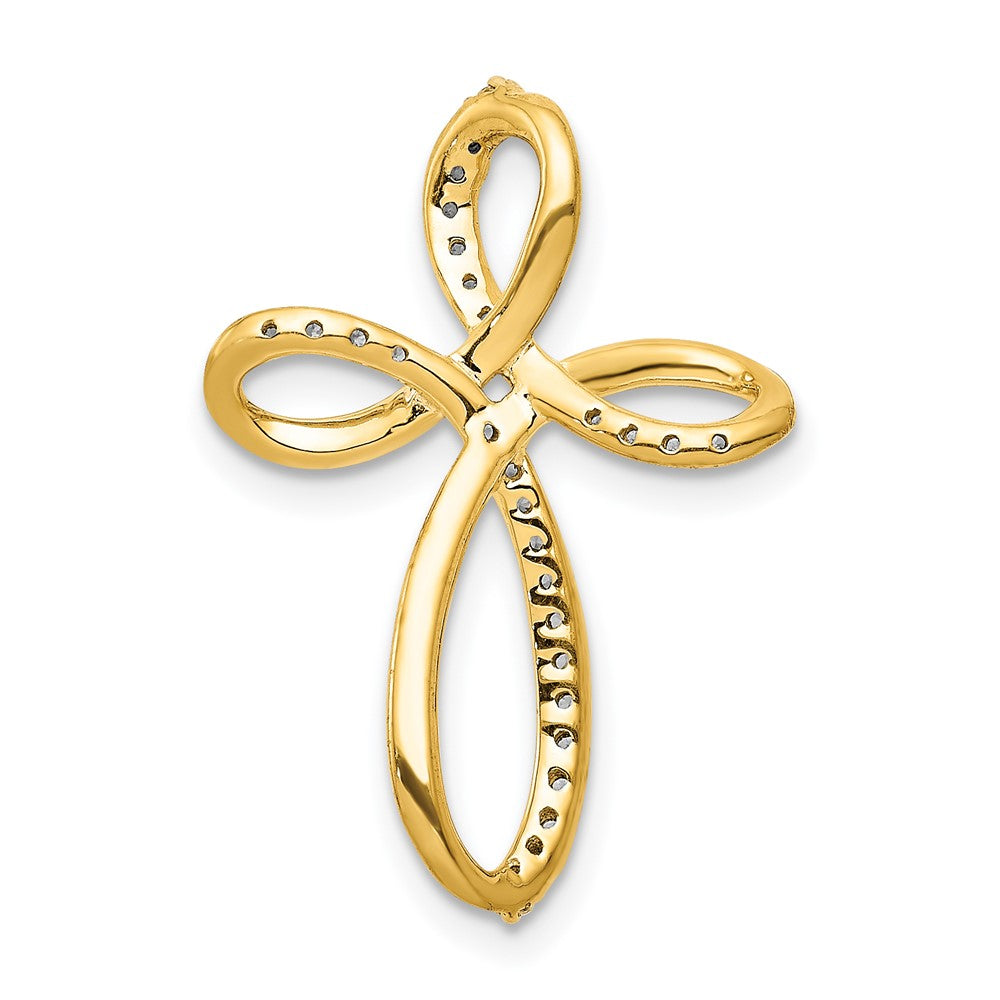 14K Gelbgold 1/6ct. Echt Diamant Kreuz Kette Anhänger