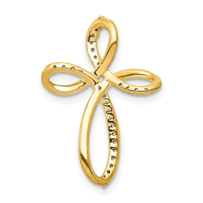 14K Gelbgold 1/6ct. Echt Diamant Kreuz Kette Anhänger