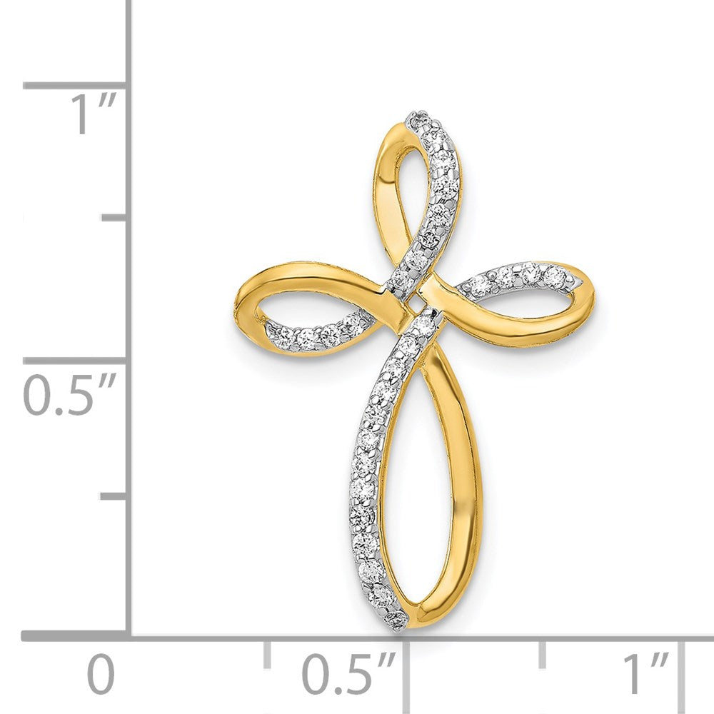 14K Gelbgold 1/6ct. Echt Diamant Kreuz Kette Anhänger