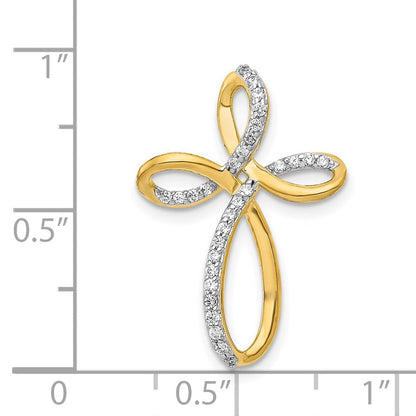 14K Gelbgold 1/6ct. Echt Diamant Kreuz Kette Anhänger