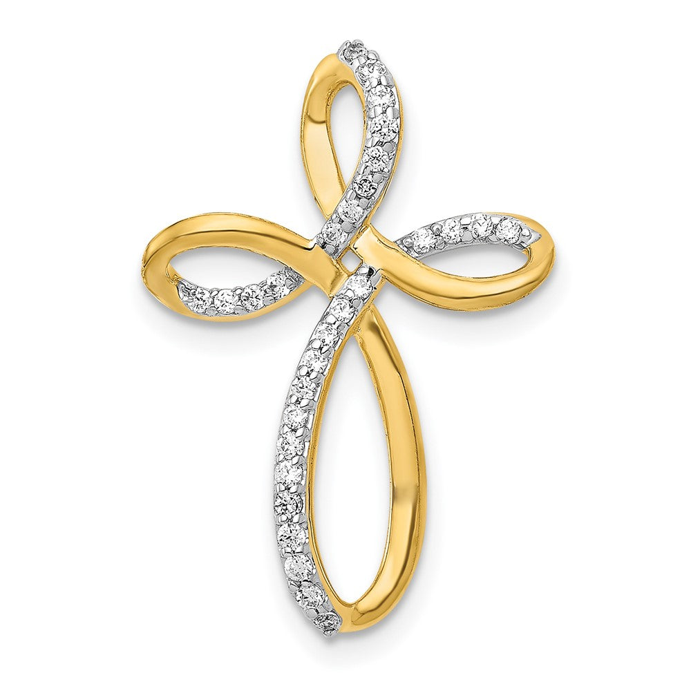 14K Gelbgold 1/6ct. Echt Diamant Kreuz Kette Anhänger