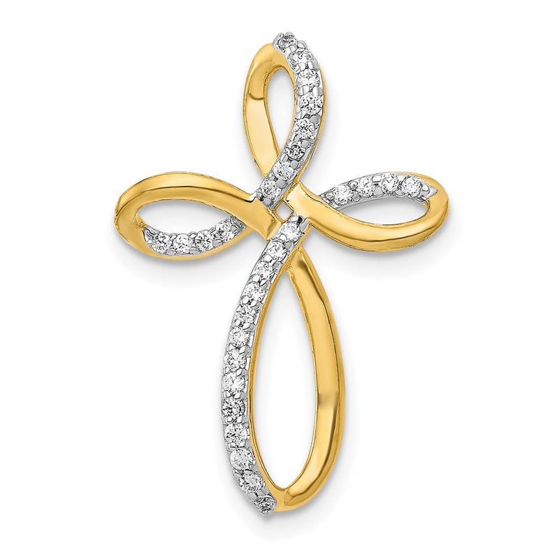 14K Gelbgold 1/6ct. Echt Diamant Kreuz Kette Anhänger