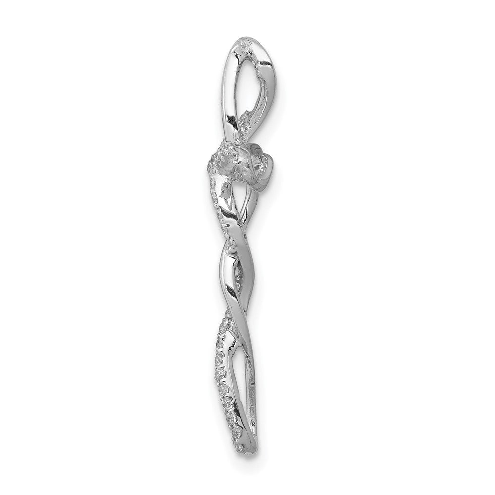 14K Weißgold 1/6ct. Echt Diamant Gedreht Kreuz Kette Anhänger