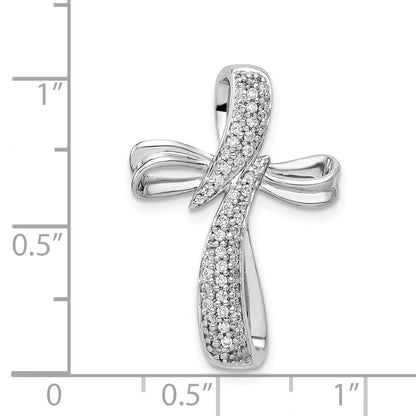 14K Weißgold 1/4ct. Echt Diamant Kreuz Kette Anhänger