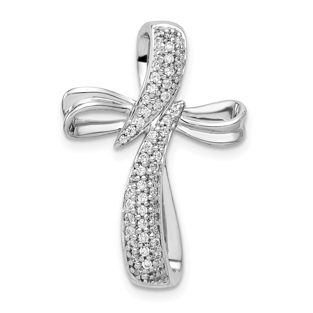 14K Weißgold 1/4ct. Echt Diamant Kreuz Kette Anhänger