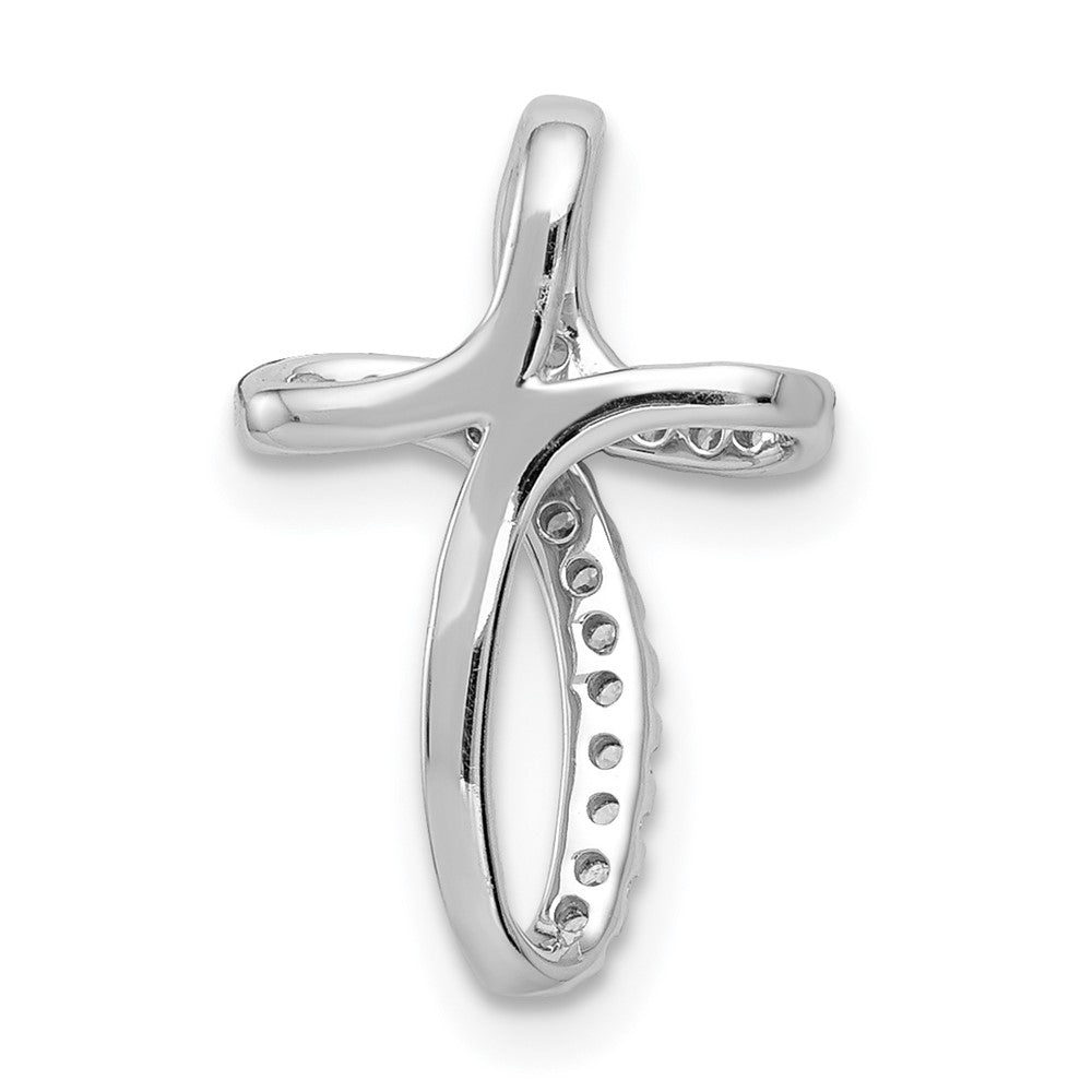14K Weißgold 1/15ct. Echt Diamant Kreuz Anhänger