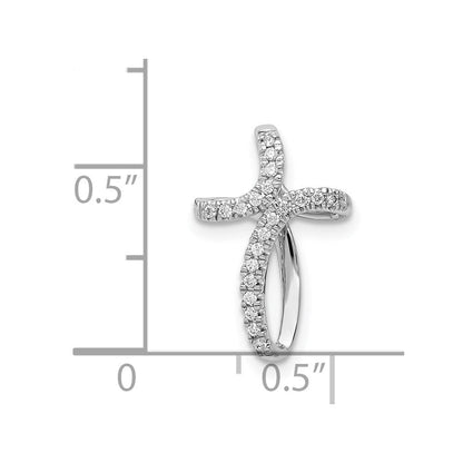 14K Weißgold 1/15ct. Echt Diamant Kreuz Anhänger