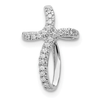 14K Weißgold 1/15ct. Echt Diamant Kreuz Anhänger