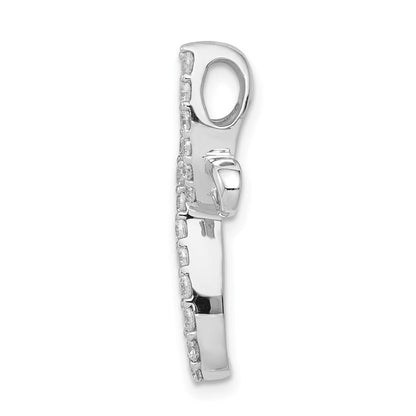 14K Weißgold 1/3ct. Echt Diamant Kreuz Kette Anhänger