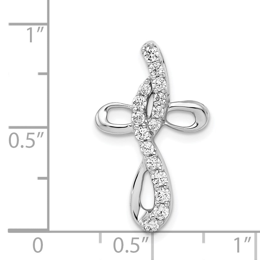 14K Weißgold 1/3ct. Echt Diamant Kreuz Kette Anhänger