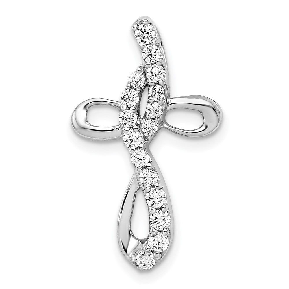 14K Weißgold 1/3ct. Echt Diamant Kreuz Kette Anhänger