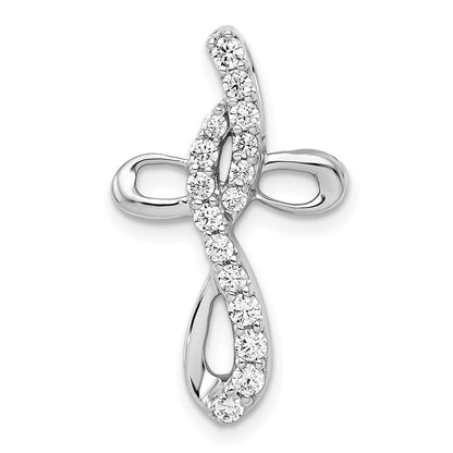 14K Weißgold 1/3ct. Echt Diamant Kreuz Kette Anhänger