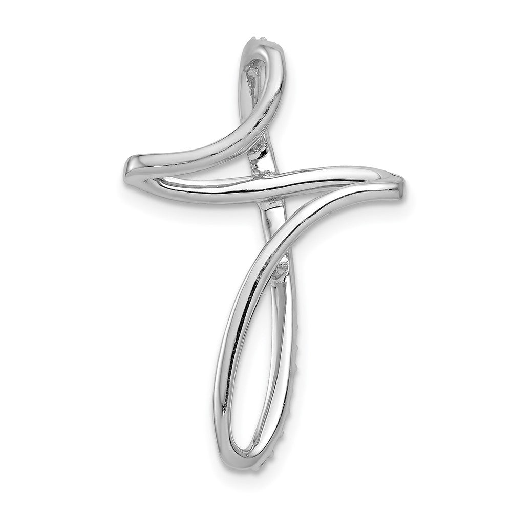 14K Weißgold 1/5ct. Echt Diamant Kreuz Kette Anhänger