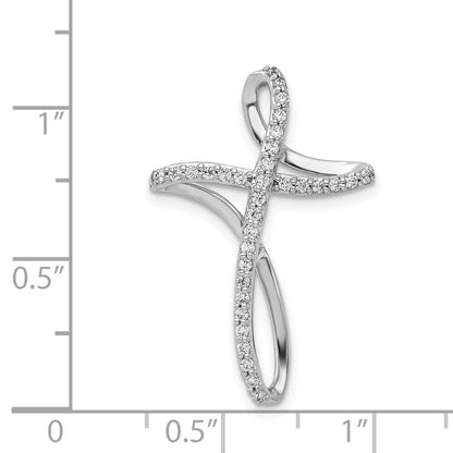 14K Weißgold 1/5ct. Echt Diamant Kreuz Kette Anhänger