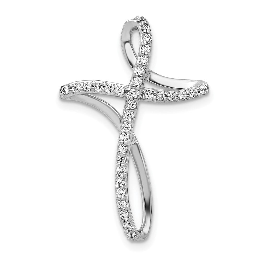 14K Weißgold 1/5ct. Echt Diamant Kreuz Kette Anhänger