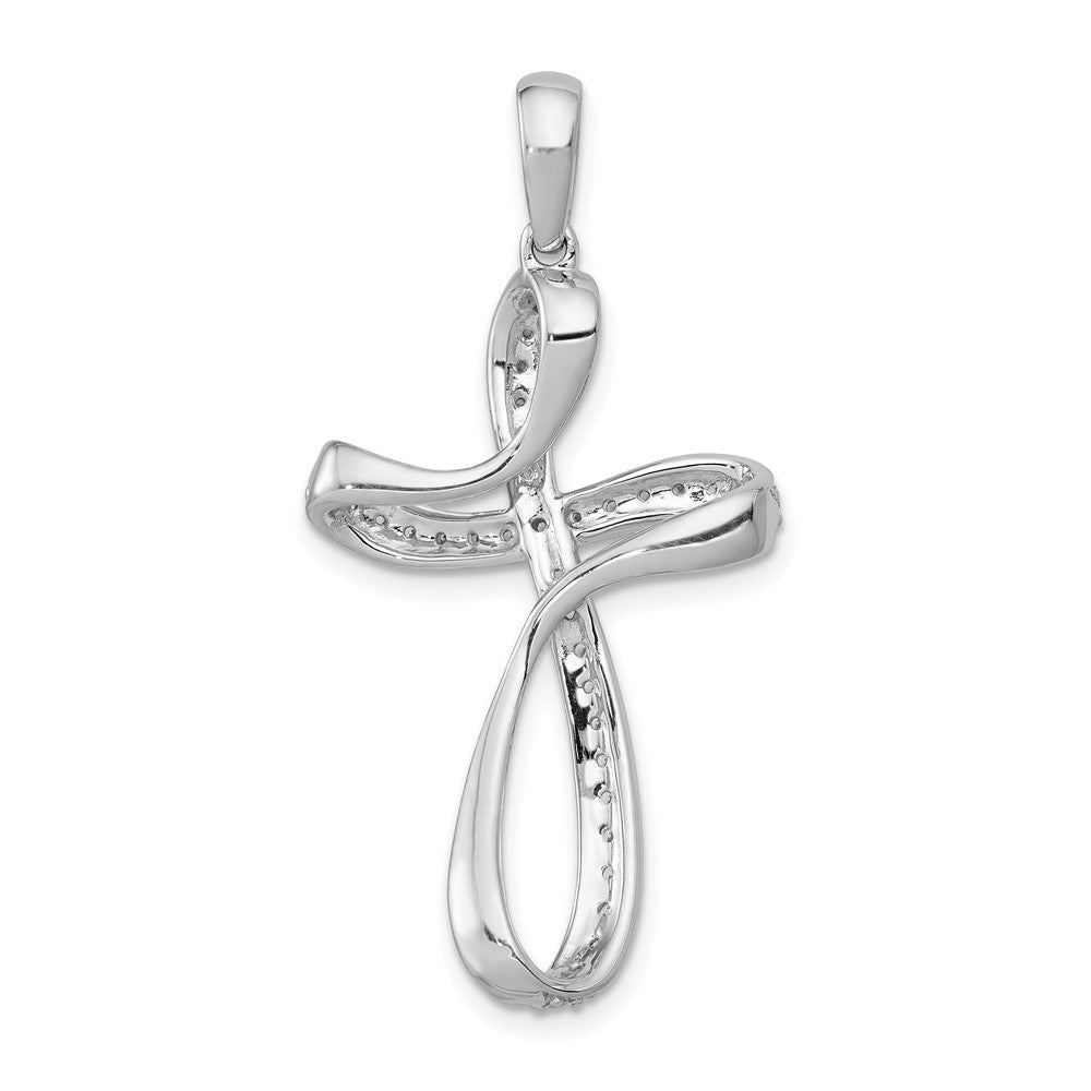 14K Weißgold Kreuzanhänger mit 0,2 ct. echten Diamanten