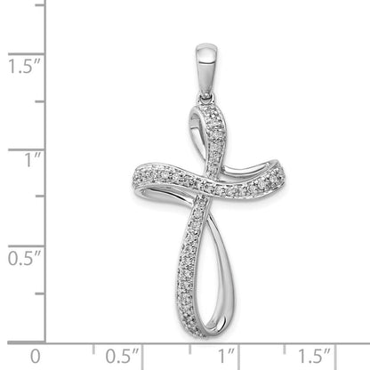 14K Weißgold Kreuzanhänger mit 0,2 ct. echten Diamanten