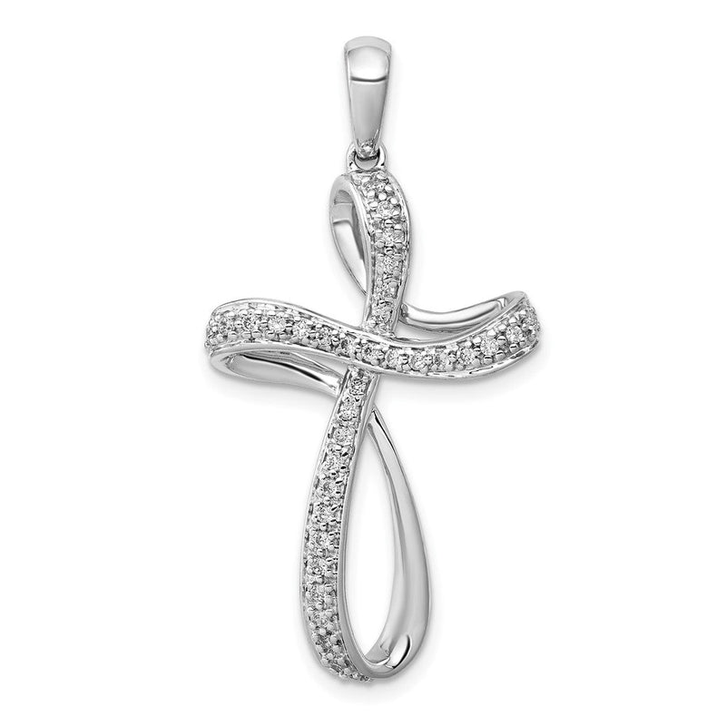 14K Weißgold Kreuzanhänger mit 0,2 ct. echten Diamanten