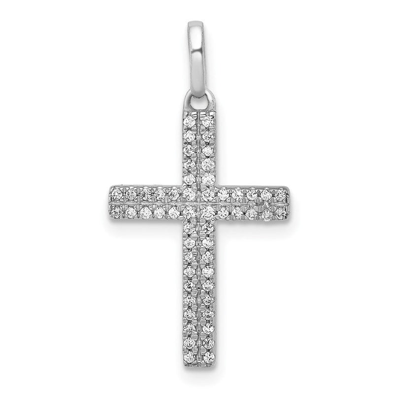 14 Karat Weißgold Kreuz-Anhänger mit 0,167 ct. echten Diamanten