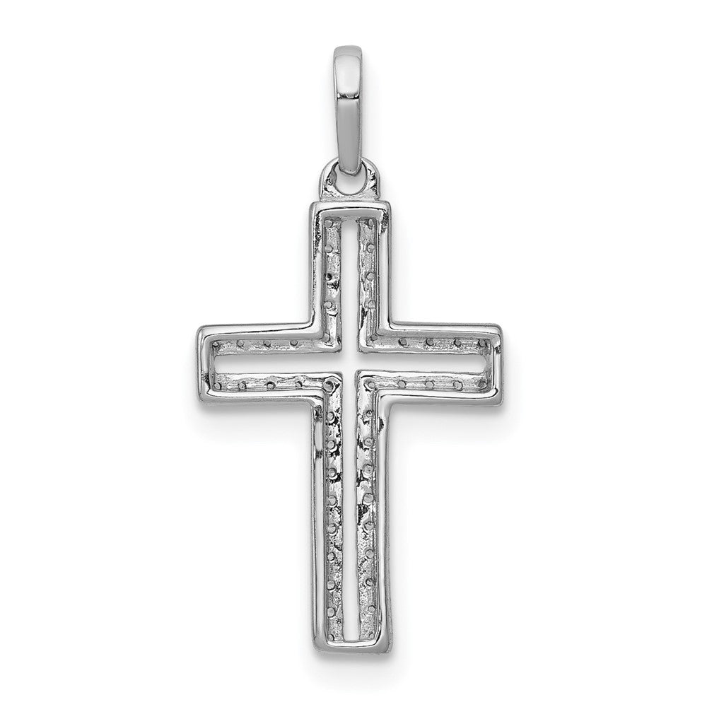 14K Weißgold Kreuz-Anhänger mit 0,125 ct. echten Diamanten