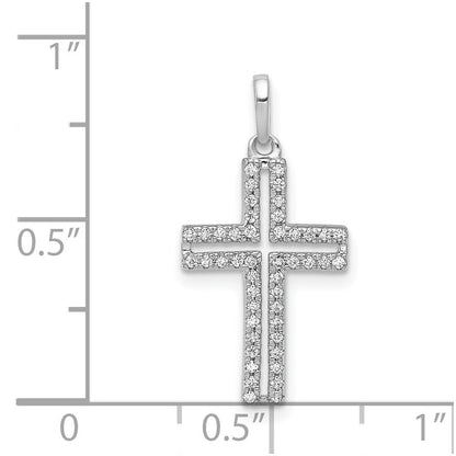 14K Weißgold Kreuz-Anhänger mit 0,125 ct. echten Diamanten