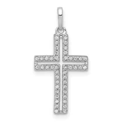 14K Weißgold Kreuz-Anhänger mit 0,125 ct. echten Diamanten