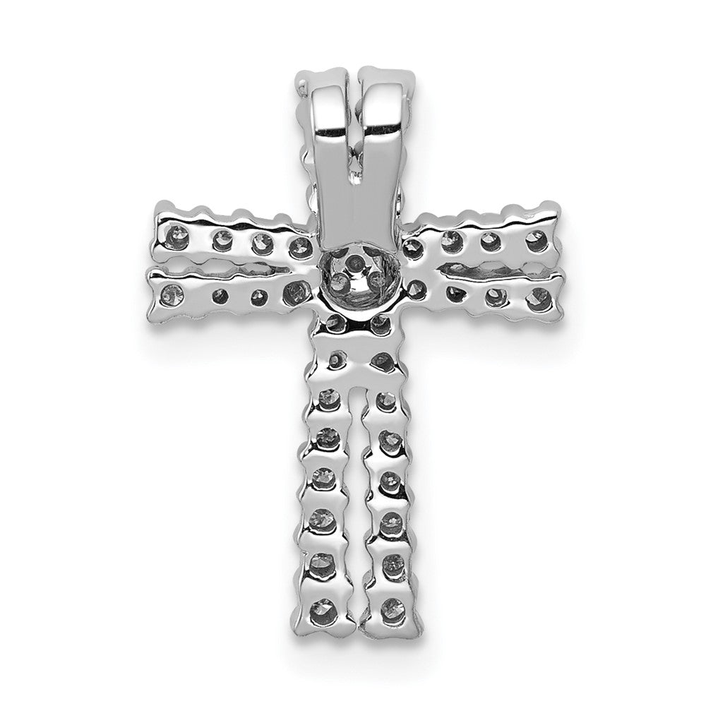 14K Weißgold 1/4ct. Echt Diamant Kreuz Kette Anhänger