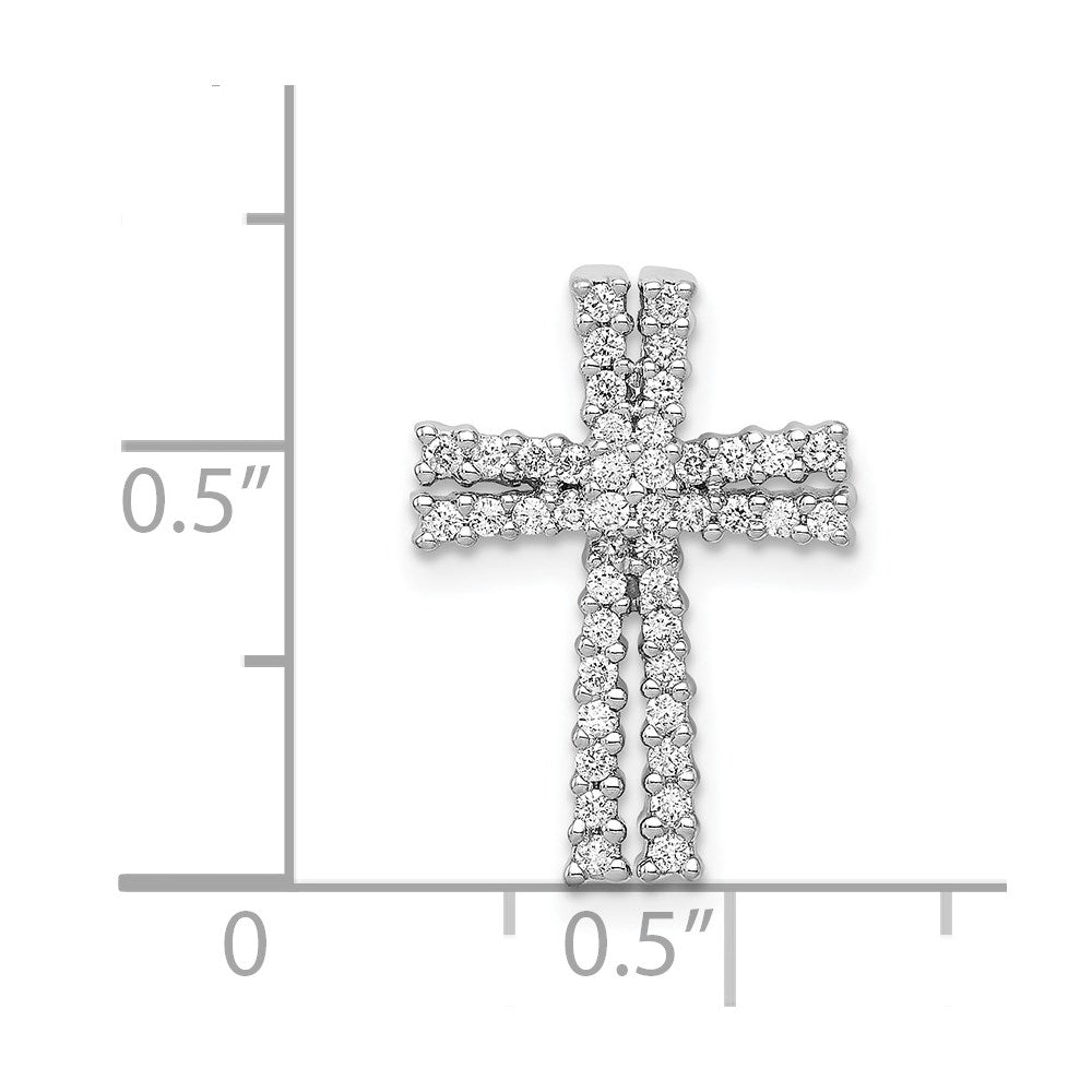 14K Weißgold 1/4ct. Echt Diamant Kreuz Kette Anhänger