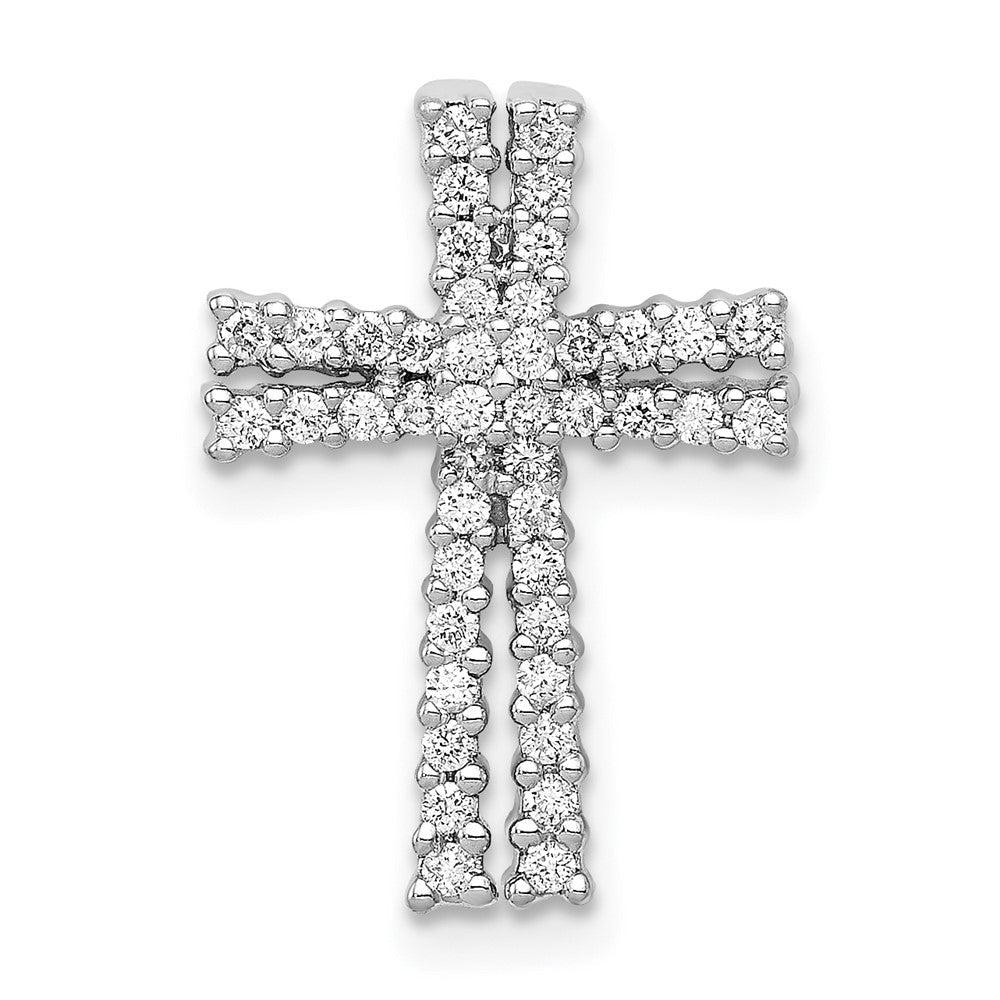 14K Weißgold 1/4ct. Echt Diamant Kreuz Kette Anhänger