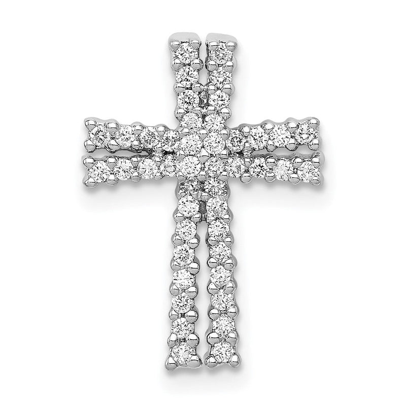 14K Weißgold 1/4ct. Echt Diamant Kreuz Kette Anhänger