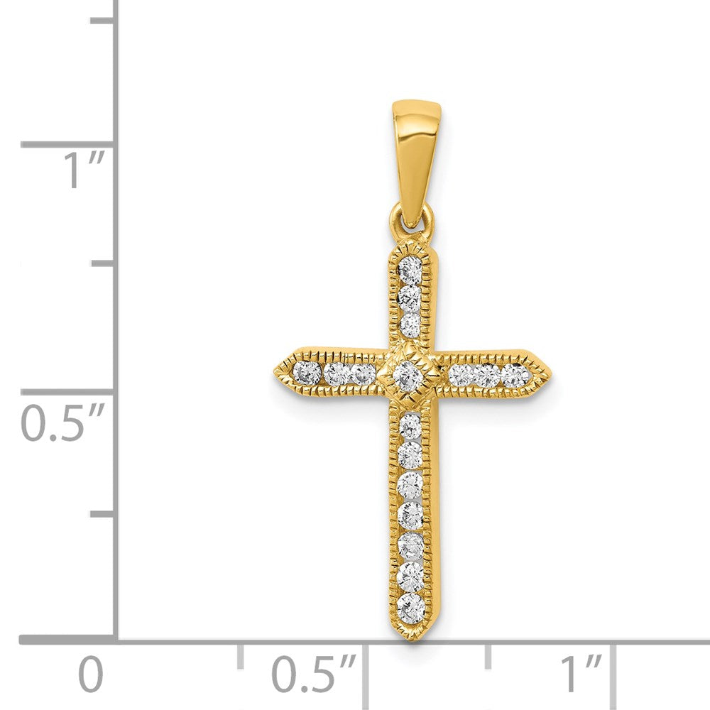14K Gelbgold Anhänger Kreuz mit 0,25 ct. echten Diamanten