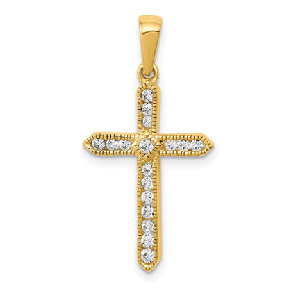 14K Gelbgold Anhänger Kreuz mit 0,25 ct. echten Diamanten