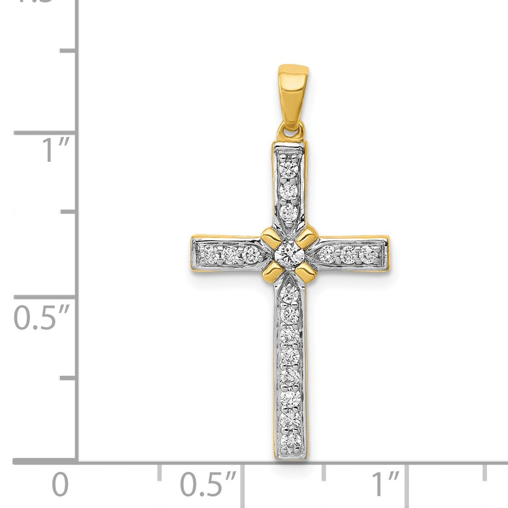 14K Gelbgold Kreuzanhänger mit 0,33 ct. echten Diamanten