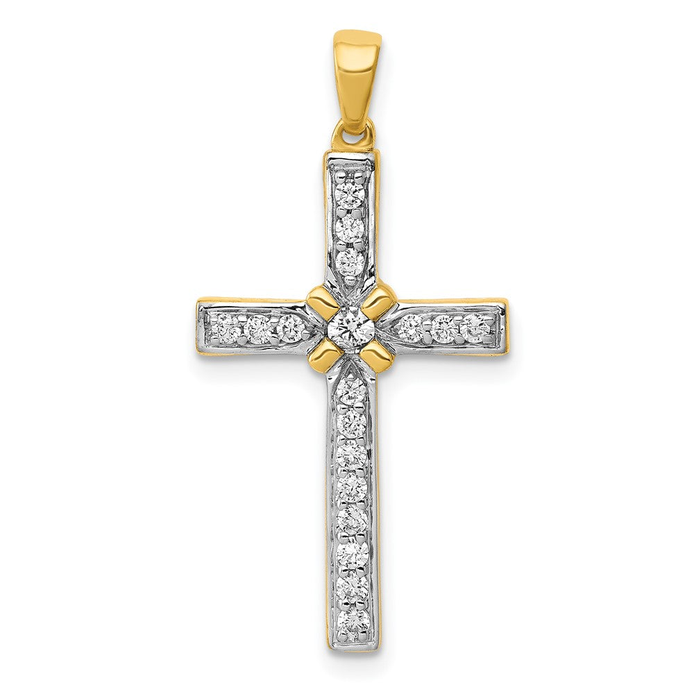 14K Gelbgold Kreuzanhänger mit 0,33 ct. echten Diamanten